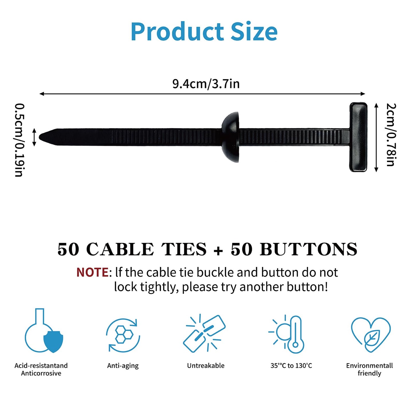 50pcs Nylon Universal Cable Tie Buckle: Auto Zip Tie Buckles for Cars, High-Strength Cable Tie Buckle Zip Tie with Universal Use