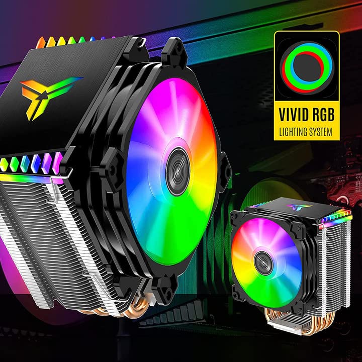 JONSBO CR1400 RGB CPU Air Cooler, 92mm PWM CPU Cooler with 4 Heat Pipes, Removable Computer PC Fans Easy to Install, Quiet Rainbow RGB Cooling Fan