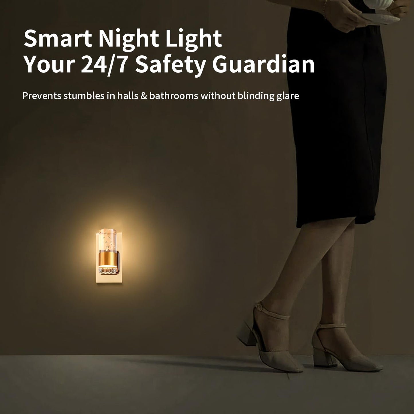 URLIGHTS Plug in Night Light with Dusk to Dawn Sensor, Adjustable 0-100LM LED Nightlight with 3 Color Temperatures, 180° Swivel, Acrylic Bubble Light