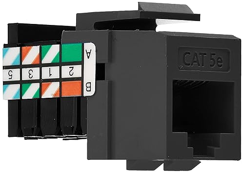 Leviton QuickPort Cat 5e 8-Wire T568A/B Wiring Connector, 5G108-AE5, Black