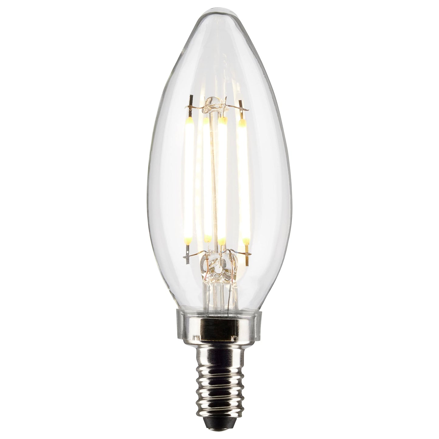 Satco S21268 B11 Candle LED Filament Light Bulbs 4W 120V 5000K Daylight 350 Lumen E12 Candelabra Base Dimmable Wet Location (6 Pack)