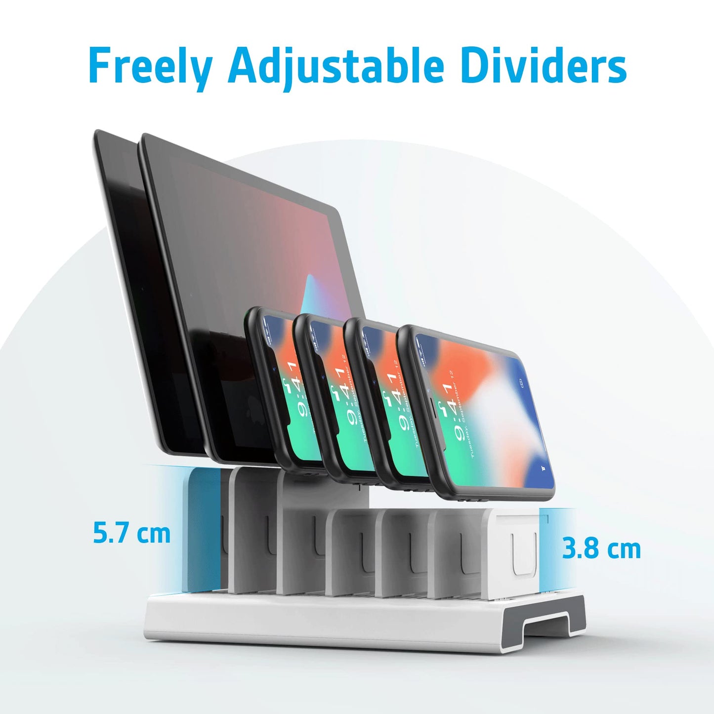 Unitek Adjustable Universal Multi Device Organizer Dock Stand Holder Compatible iPhone, iPad, Kindle, Fire Tablet, Samsung Galaxy, Google Nexus