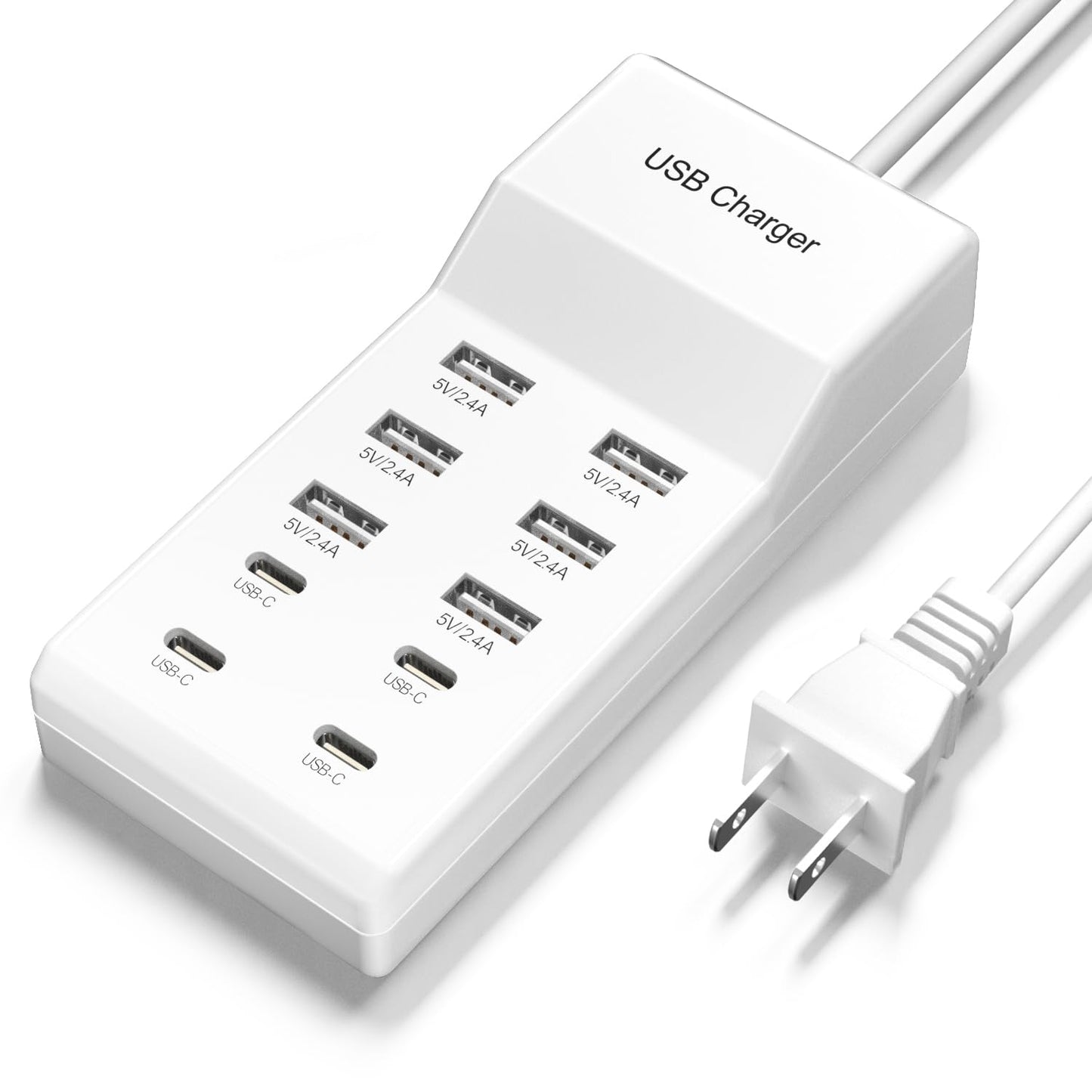 USB C Charger, 50W 10 Ports USB C Charging Station, USB C Charger Block, USB Charger Multiple Devices, USB Power Plug Desktop Charger Hub, USB Wall