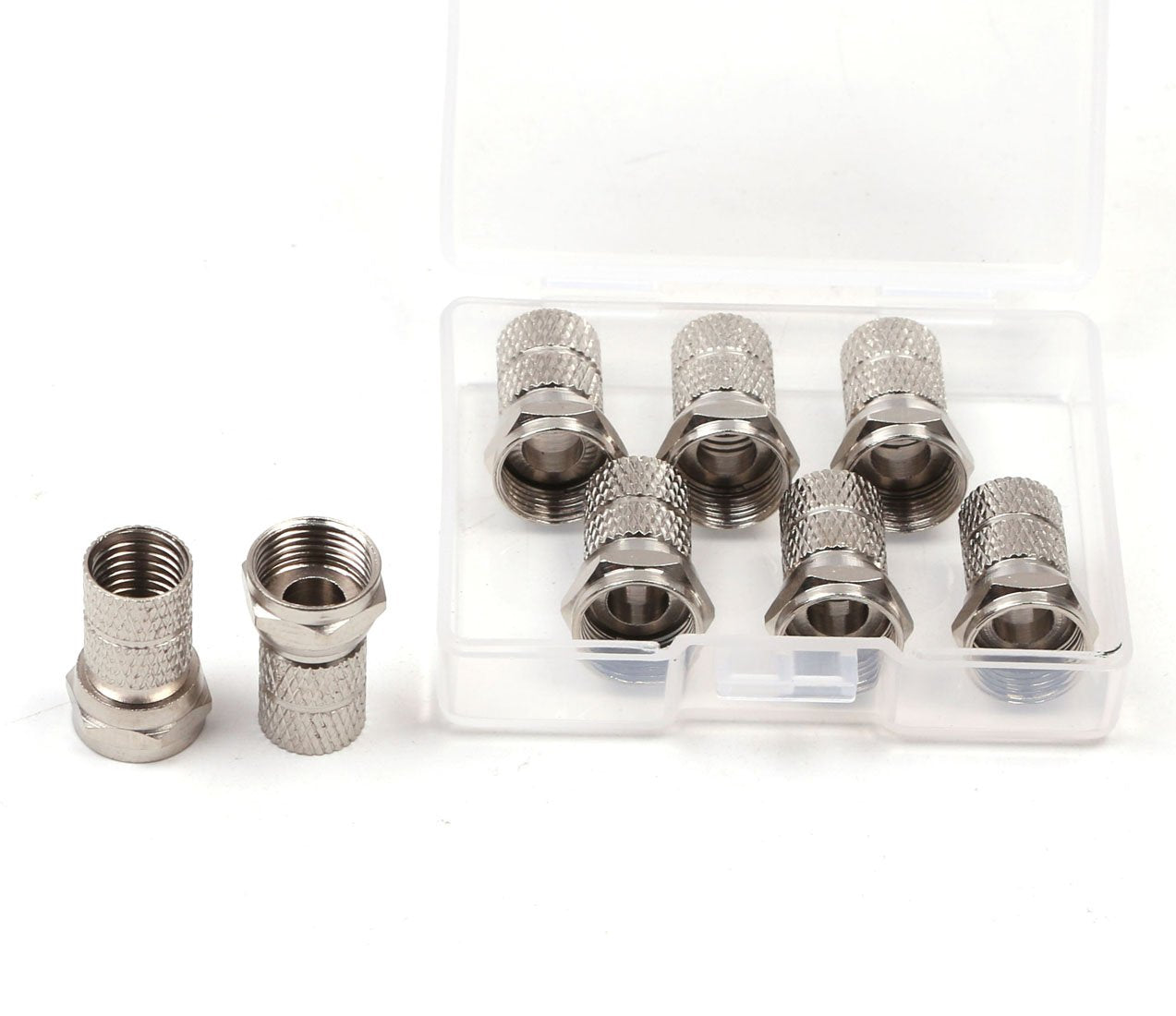 PENTA ANGEL RG6 F-Type Twist-On Coaxial Cable Connector Adapter Plug, 6PCS (Silver)