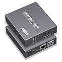 HDMI KVM Extender Over Cat5e/6 1080P Transmits Up to 196ft/60m, with 2 USB Ports Supports Mouse and Keyboard Remote Control, Feature Audio Extractor
