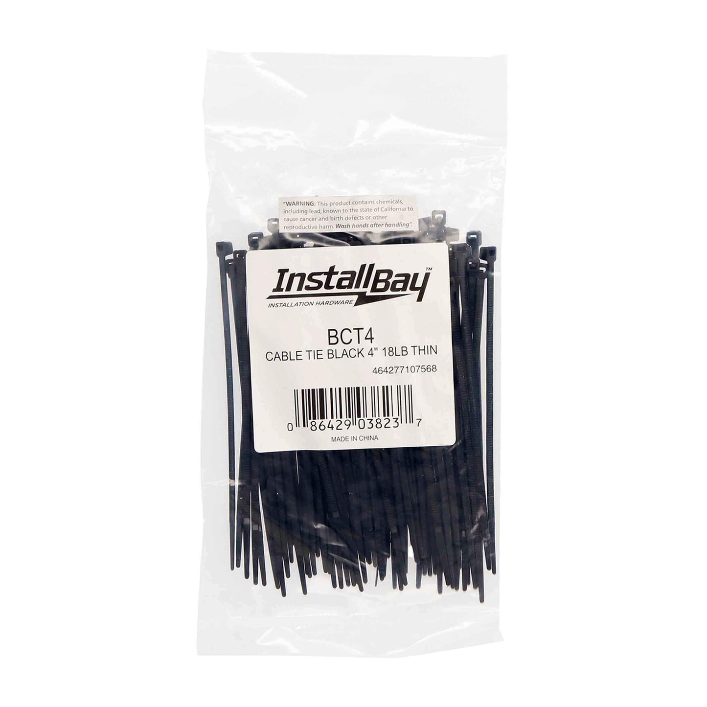 Install Bay BCT4 4-Inch 18-Pound Cable Tie, Black (100-Pack)