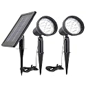 SUNLONG Solar Powered Spot Lights Outdoor Waterproof 2 in 1 Bright Solar SpotLights Power Adjustable for Flag Yard Flagpole Landscape Dusk to Dawn 2 x