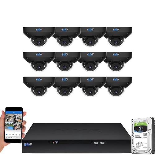 GW Security 16 Channel NVR UltraHD 4K Face Recognition NDAA & TAA Compliant Security Camera System with 12 x 8MP @25FPS Outdoor & Indoor PoE Dome