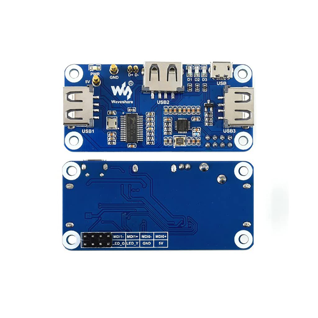 PoE Ethernet/USB HUB HAT for Raspberry Pi Zero/Zero W/Zero WH, 3X USB 2.0 Ports, 10M / 100M RJ45 Port, 802.3af-Compliant
