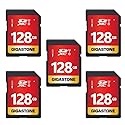 GIGASTONE 128GB SD Card 5-Pack UHS-I U1 Class 10 SDXC Memory Card Full HD Video for Canon Digital Camera, Full-Sized SD Card, with 5 mini case