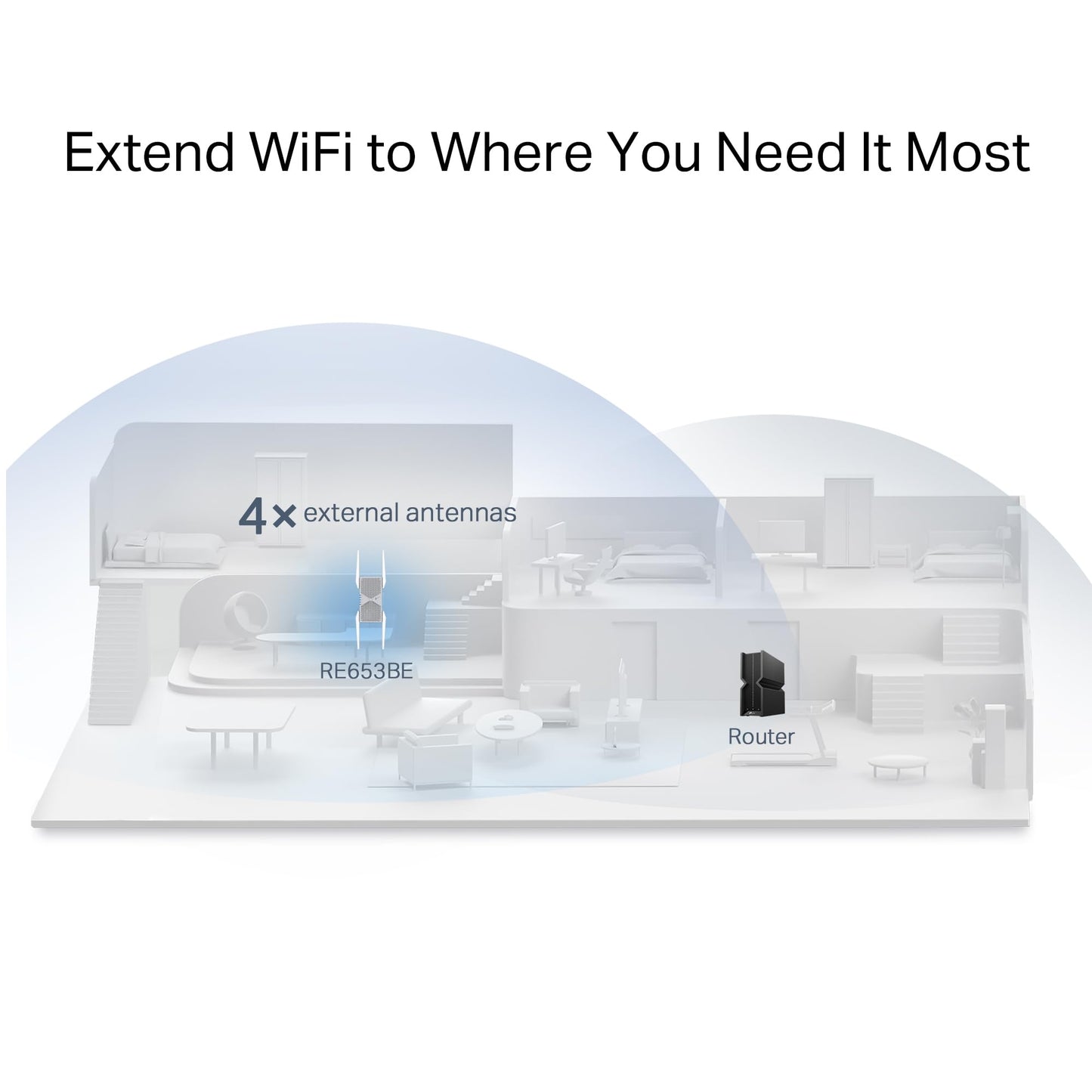 TP-Link BE10000 Wi-Fi 7 Range Extender RE653BE | 10 Gbps Tri-Band Wireless Repeater | 2.5 Gbps Ethernet Port | Internet Signal Booster for Home | Up