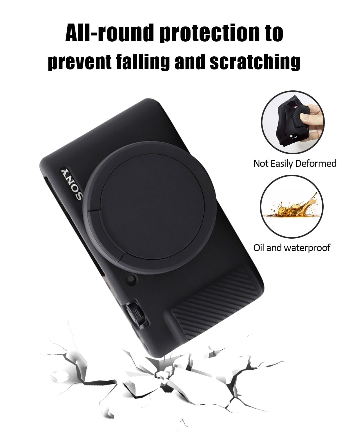 Case for ZV-1 Vlog Camera, EONORY Anti-Scratch Slim Fit Soft Sleeve ZV-1 Camera Silicone Cover with Strap Wrist for Sony ZV-1 Digital Camera (Black)