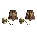 LZPZRUI Rustic Wall Lamp Set of Two Indoor Farmhouse Vanity Lighting Fixtures (Conical-Brown)