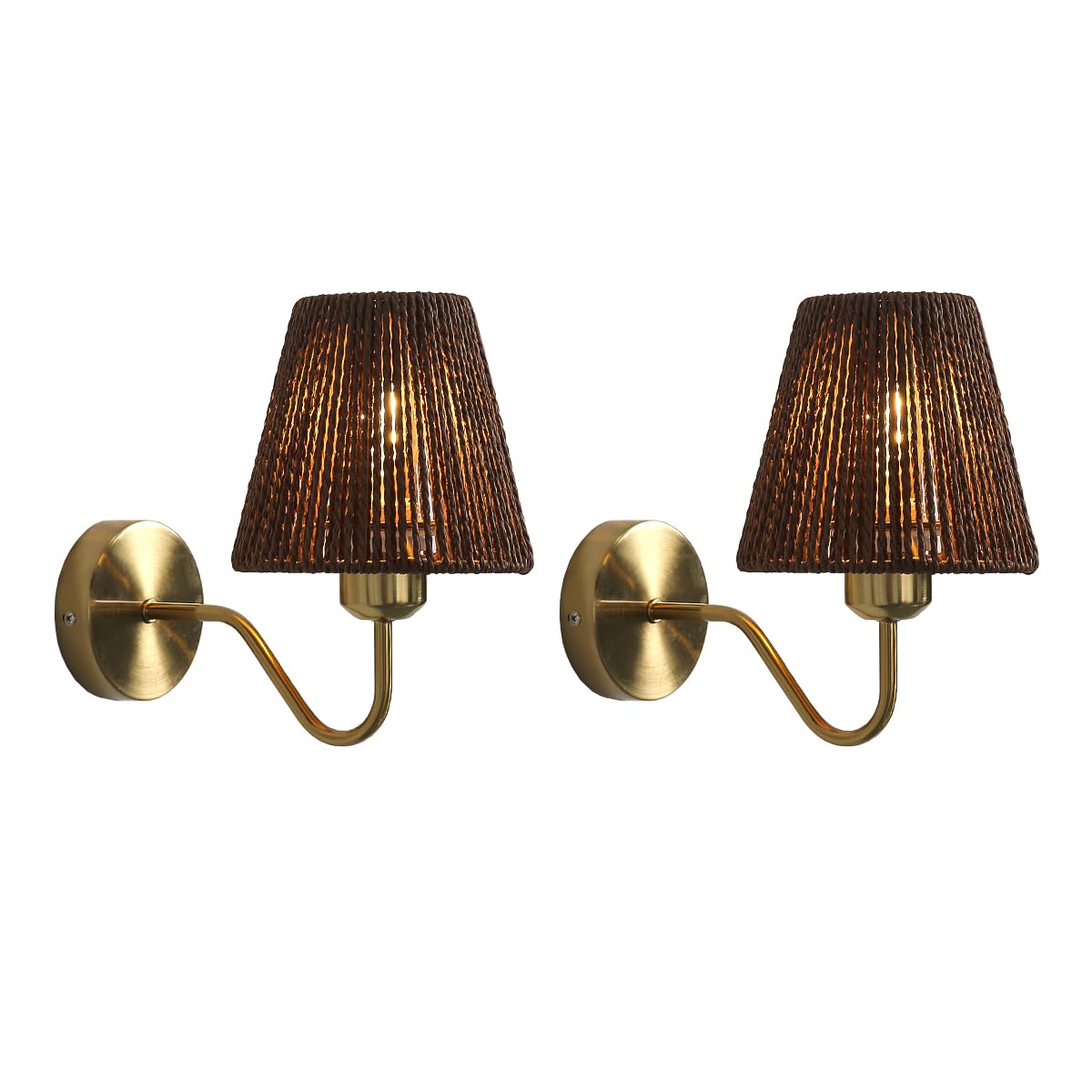 LZPZRUI Rustic Wall Lamp Set of Two Indoor Farmhouse Vanity Lighting Fixtures (Conical-Brown)