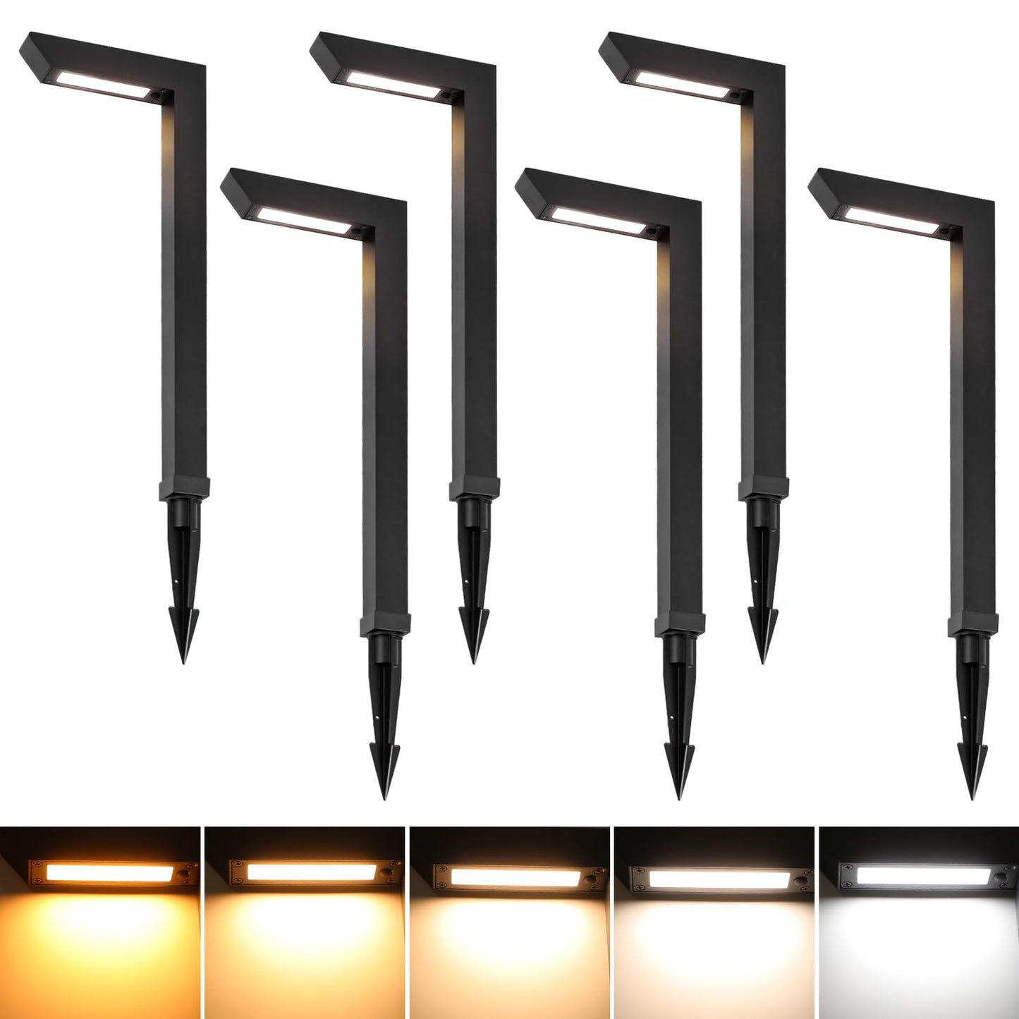 Energetic 5CCT Low Voltage Landscape Lights, 5W 200LM IP65 Waterproof LED Pathway Lights, 50000 Hrs, Outdoor Landscape Lighting, Square Modern Side