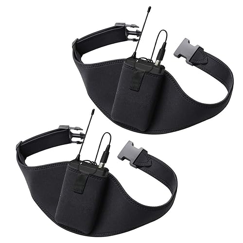 IRASPIN 2 Pack Mic Belt - Microphone Belt with Innovative Rubber Band Lock - Improved Adjustability Comfortability Durability for Fitness Instructors