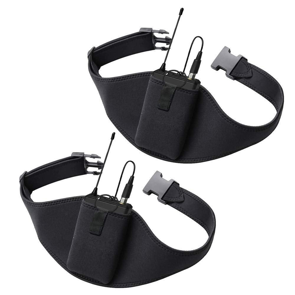 IRASPIN 2 Pack Mic Belt - Microphone Belt with Innovative Rubber Band Lock - Improved Adjustability Comfortability Durability for Fitness Instructors