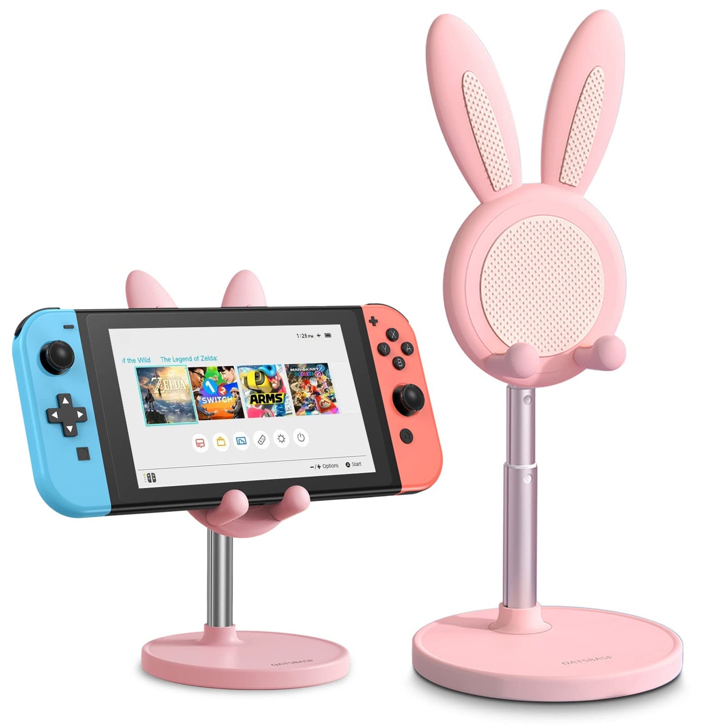 OATSBASF Cell Phone Stand, Adjustable Cute Bunny Phone Stand for Desk, Kawaii Phone Holder Stand, Compatible with All Mobile Phones, iPhone, Kindle