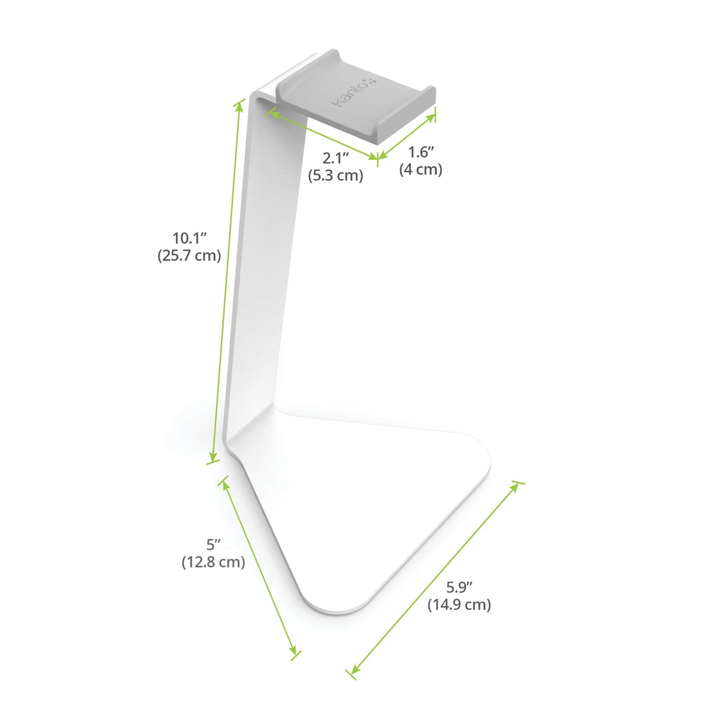 Kanto H1 Universal Headphone Stand - White - Solid Steel Construction - Curved Silicone Resting Surface