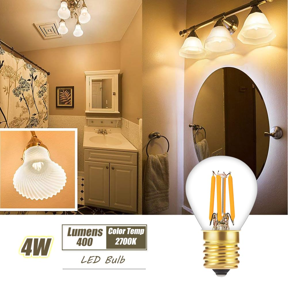 Tsunetani-S11 LED Bulb Filament 4W Equivalent to 40 Watt Incandescent Appliance Bulb- E17 Intermediate Base Mini Globe Light Bulbs 2700K Warm White