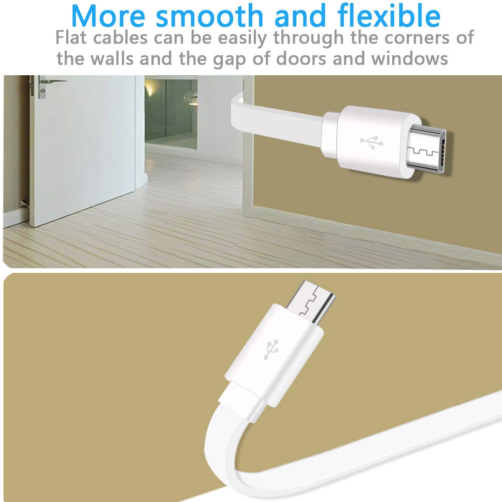 SCOVEE 2-Pack 10FT USB Power Extension Cable for Wyze Cam,WyzeCam Pan,YI Home Camera,Nest-Cam Indoor,Oculus Go,Netvue,KasaCam,Furbo Dog,Blink,Flat USB