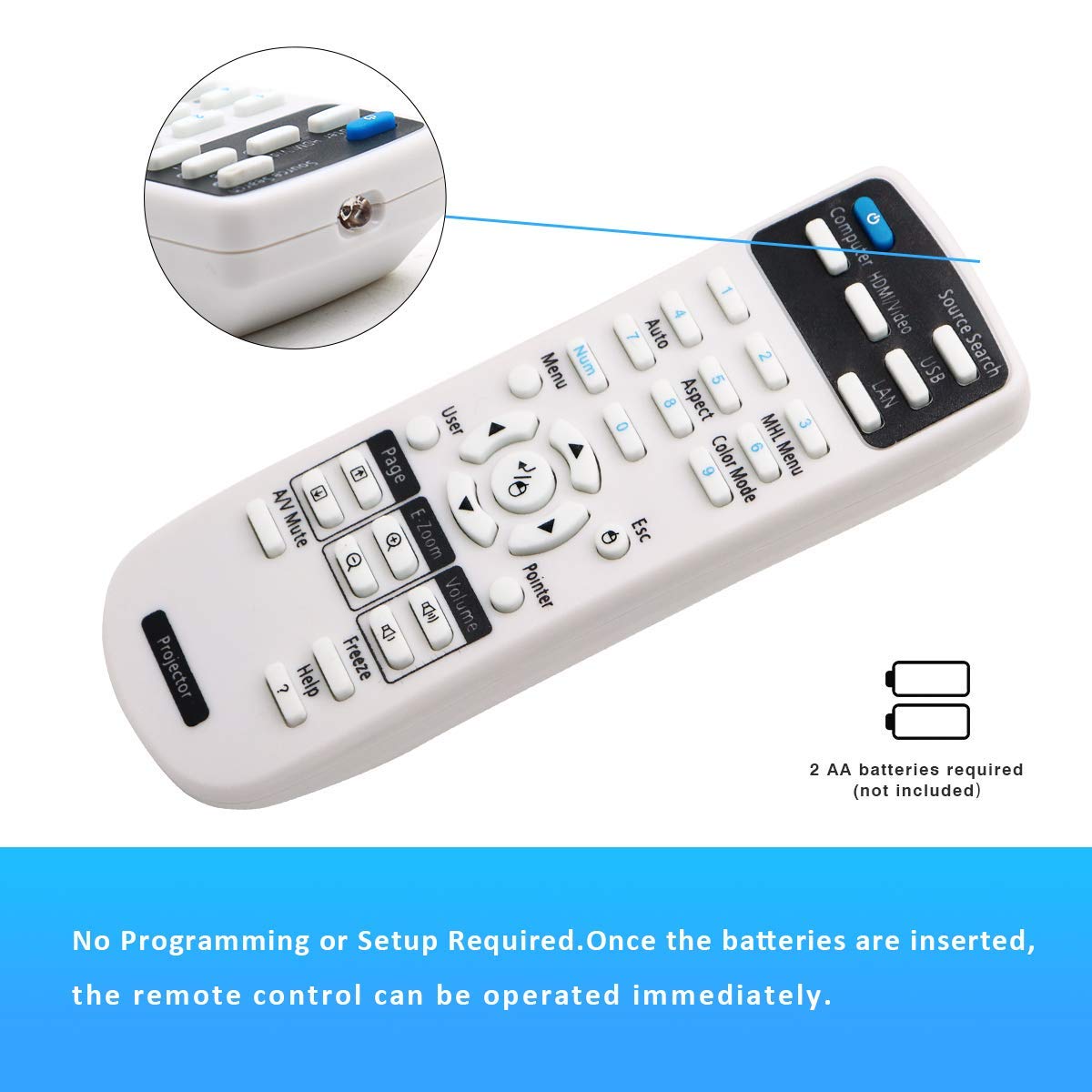 ESolid 1547200 Remote Control for Epson BrightLink 425Wi 430i 435Wi 475Wi 480i 485Wi 575Wi 585Wi 595Wi PowerLite 420 425W 430 435W 470 475W 480 485W