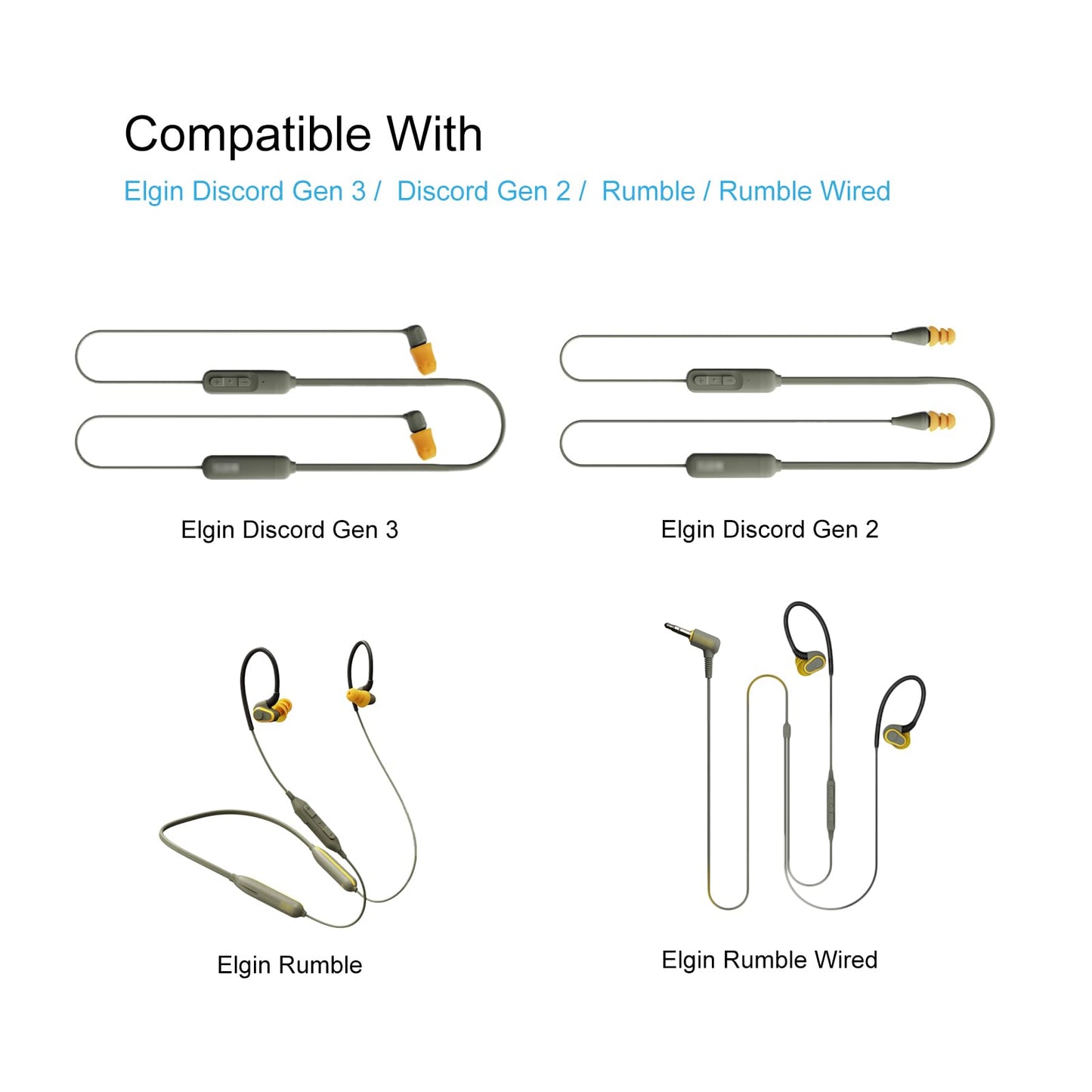 Klowcok Triple Flange Eartips for Elgin Discord Gen 3/Discord Gen 2/Rumble/Rumble Wired, Silicone Replacement Tips, 8 Pairs, Yellow