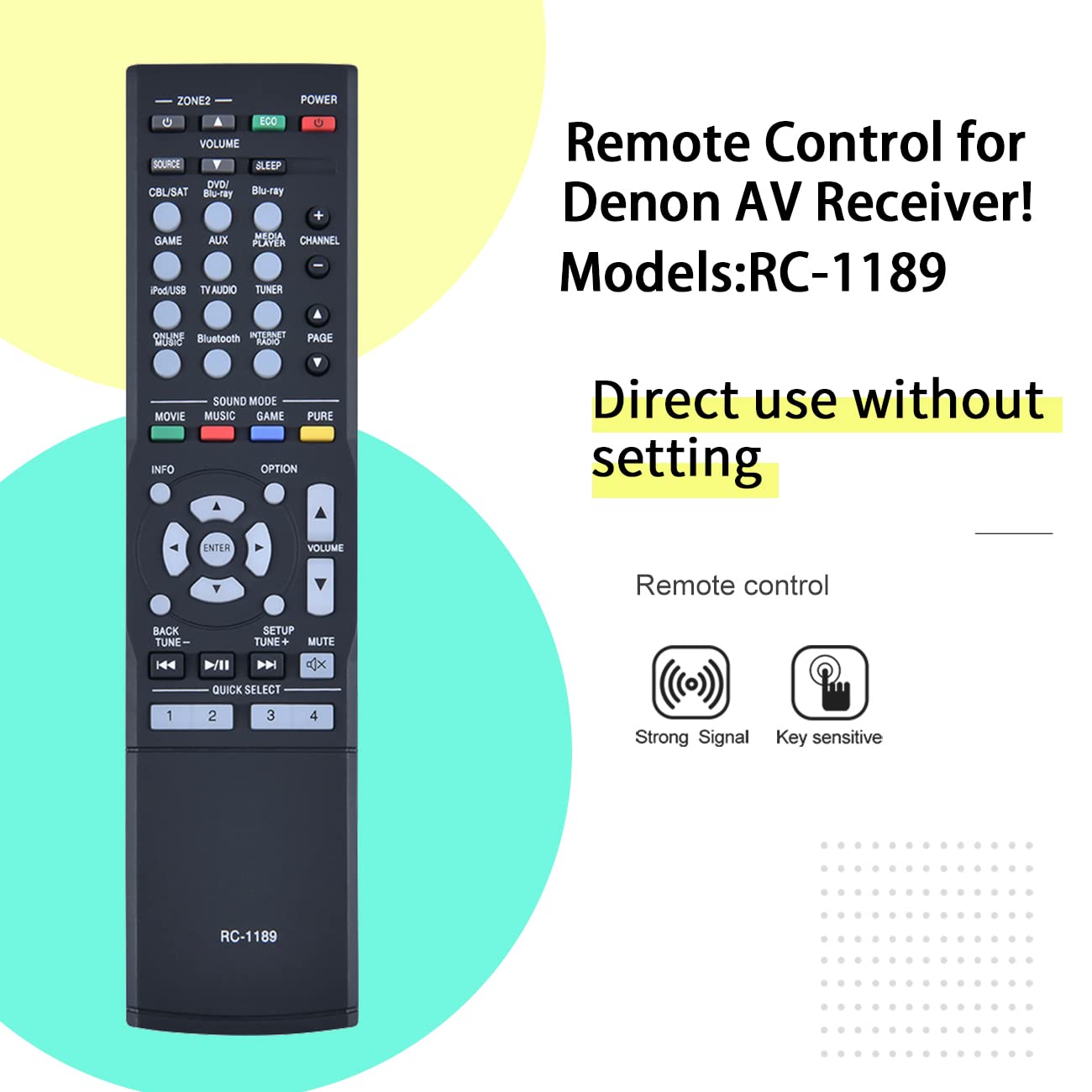 RC-1189 Replacement Remote Control for Denon AVR-S700W AVR-S700 AVR-S710W AVR-S720W AVR-X1100W AVR-X1200W AVR-X1300W AVR-S710 AVR-S720 AVR-X1100