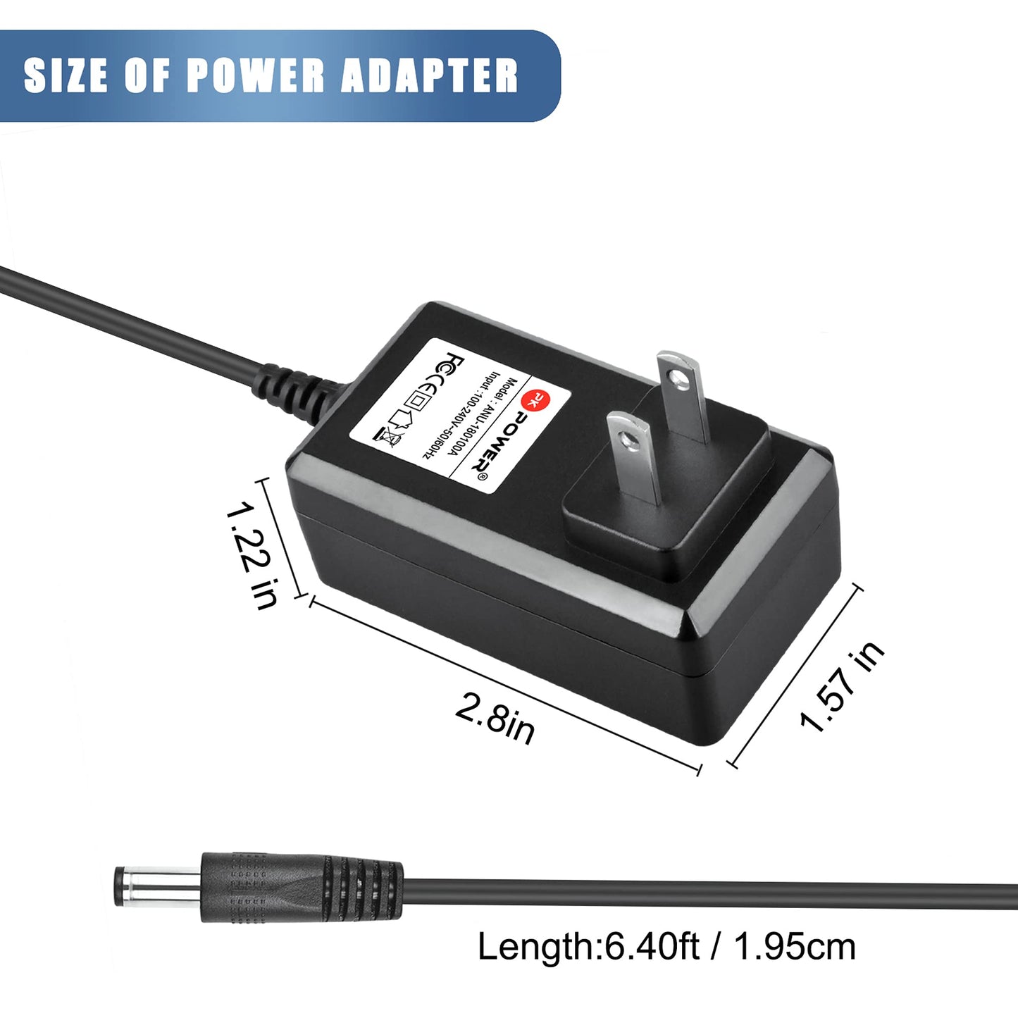 PKPOWER 12V AC Adapter Power Supply with 2M Cord, Center Positive, for 3.5" External Hard Drive Enclosure Docking Station, NAS RAID Cabinet…