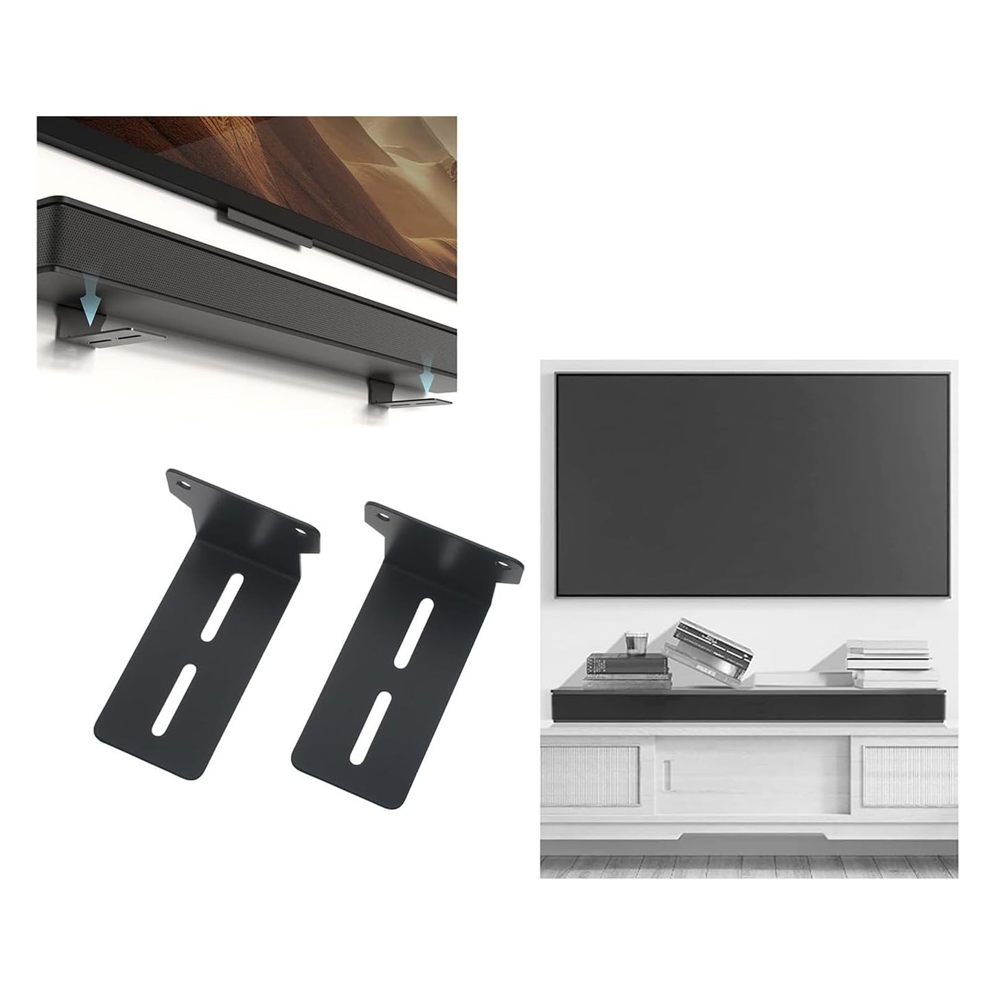 SYCZIOHU Sound Bar Mounts Under TV Wall Mount Brackets with Hardware Kit for Universal Sound bar Speaker Shelf Mounting Holder Compatible Most