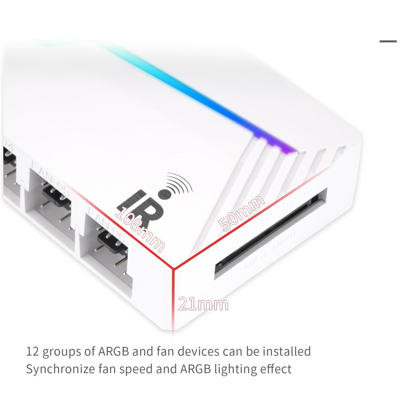 Thermalright ARGB and Fan HUB X12 IR White Hub Controller Support 12 Groups of CPU Fans,3Pin PC ARGB Controller and 4Pin PWM Fan,SATA Power Cord