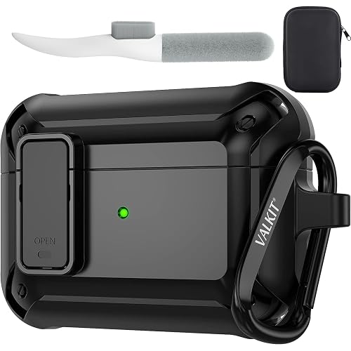 Valkit for Airpods Pro 2 Case Cover with Lock, Military Full-Body AirPod Pro Case Hard with Keychain Cool Airpods Pro 2nd/1st Generation Case for Man