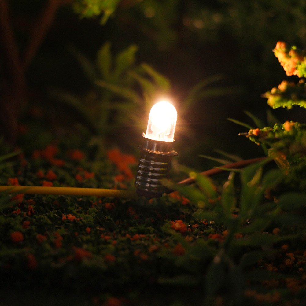 E505WMT 10 Sets Warm White LED Screw Bulb and Stand Base E5 E5.5 12V-14V for modle Train Layout