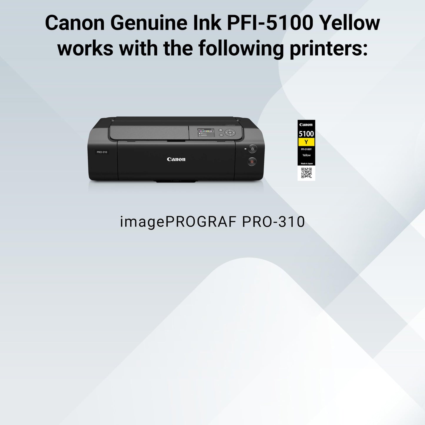 Canon PFI-5100 Genuine Yellow Ink Tank, Compatible with ImagePROGRAF PRO-310 Printers