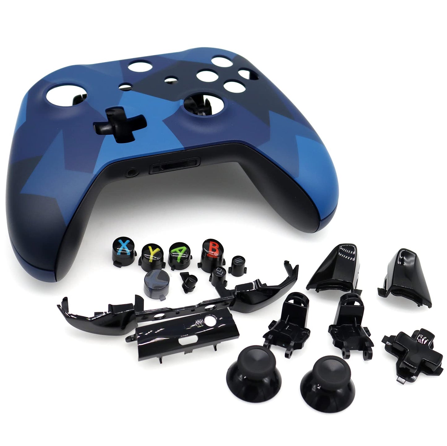 Deal4GO Full Housing Shell kit w/Thumbstick/Buttons/RB LB Bumper/Frontplate Replacement for Xbox One Controller Blue