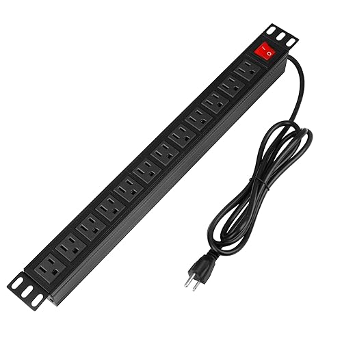 BTU Power Strip Surge Protector Rack-Mount PDU, 12-Outlet Power Strip with Switch, Metal Mountable Heavy Duty for Server Racks, Garage, Shop