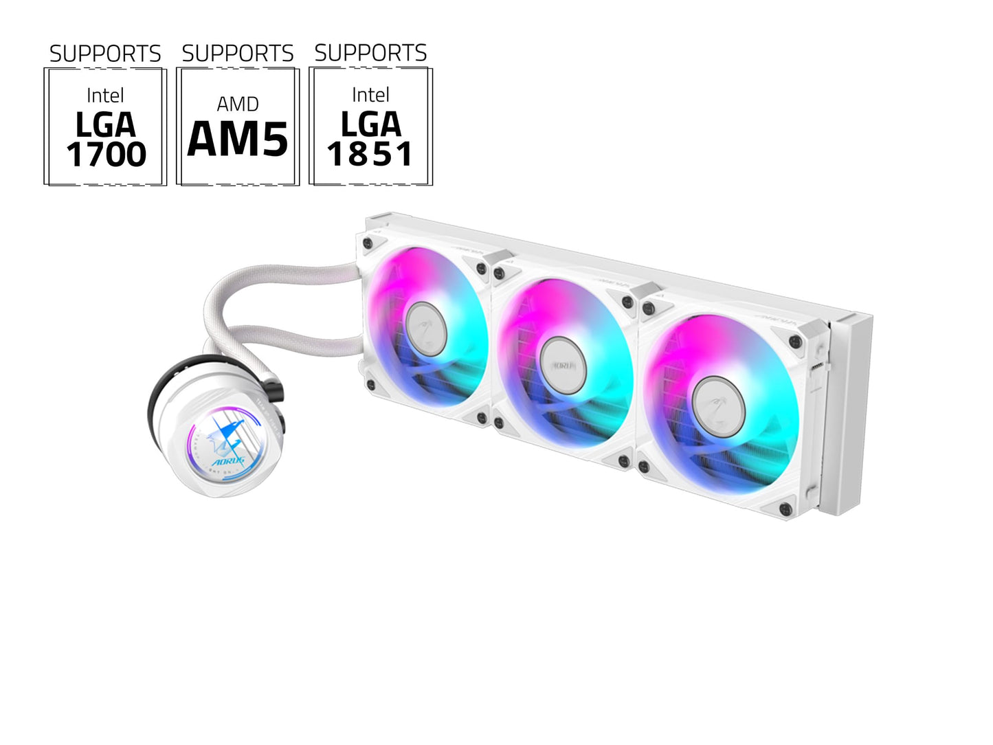 AORUS WATERFORCE II 360 ICE Liquid CPU Cooler, 360mm Radiator with 3x120mm Low Noise ARGB Fans, Compatible with Intel LGA1851, LGA1700, and AMD AM5