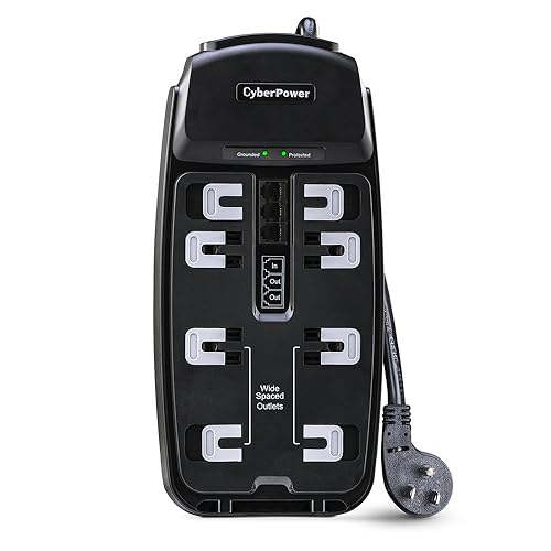 CyberPower CSP806T Professional Surge Protector + TEL Protection, 2250J/125V, 8 Outlets, 6ft Power Cord