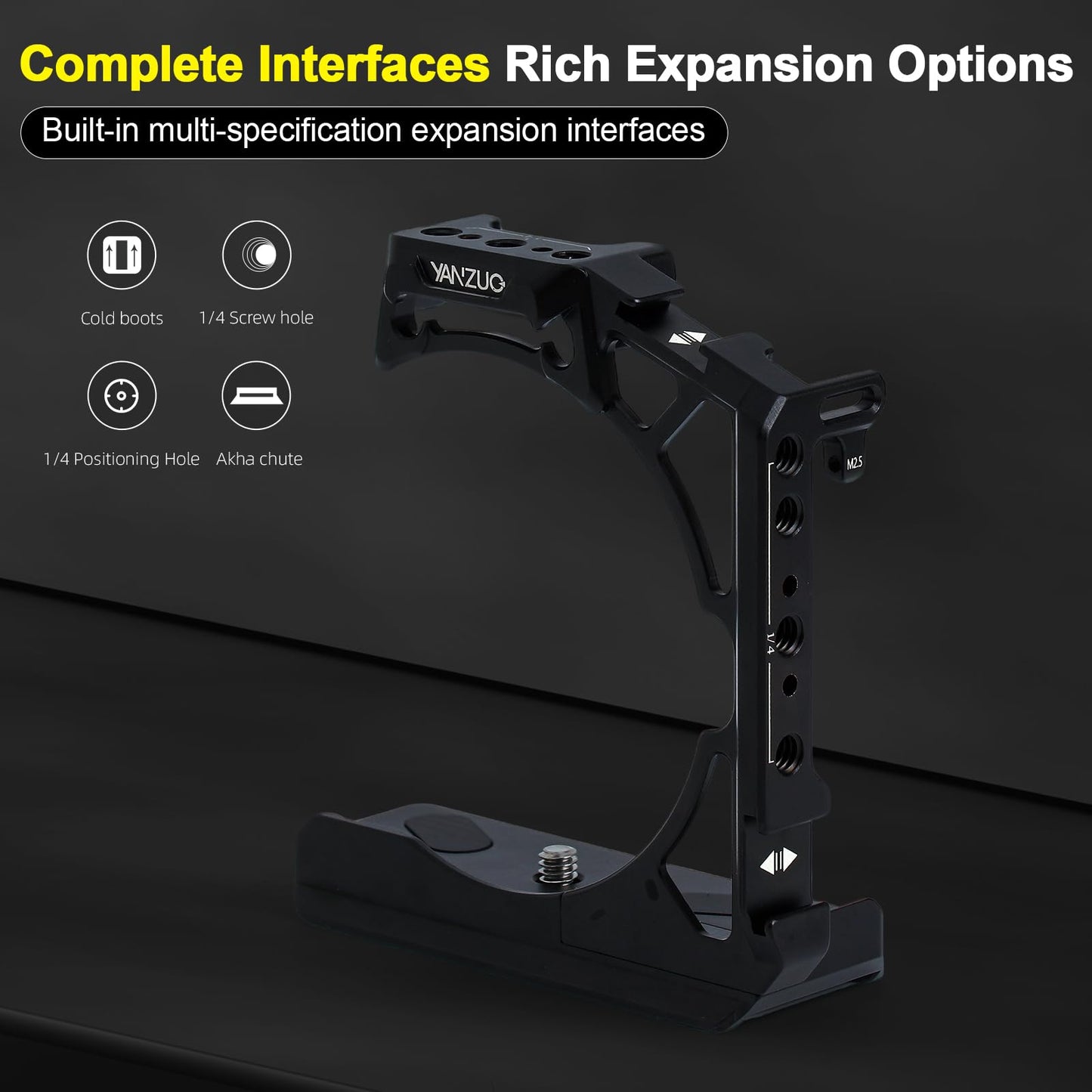 YANZUO Full Camera Cage for LUMIX G9, CNC Aluminum Rig with Arca-Swiss Base, NATO Rails & Cold Shoe for Photography, Gimbal & Video Recording