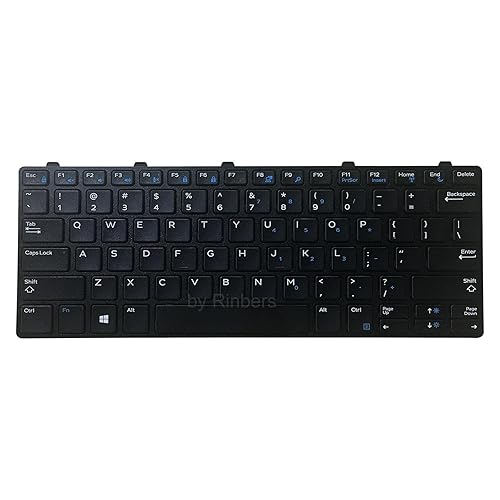 Rinbers Replacement US Keyboard with Frame No Backlight for Dell Latitude 11 3180 3189 3190 3190 2in1 Latitude 13 3300 3310 3380-343NN 0343NN NG83V