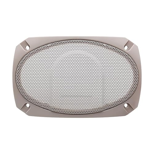 2X DRPSODAC Rectangular Speaker Dust Grill Cover ABS Plastic Decorative Circle Metal Mesh Protection for 4x6 inch Loudspeakers (Gray)