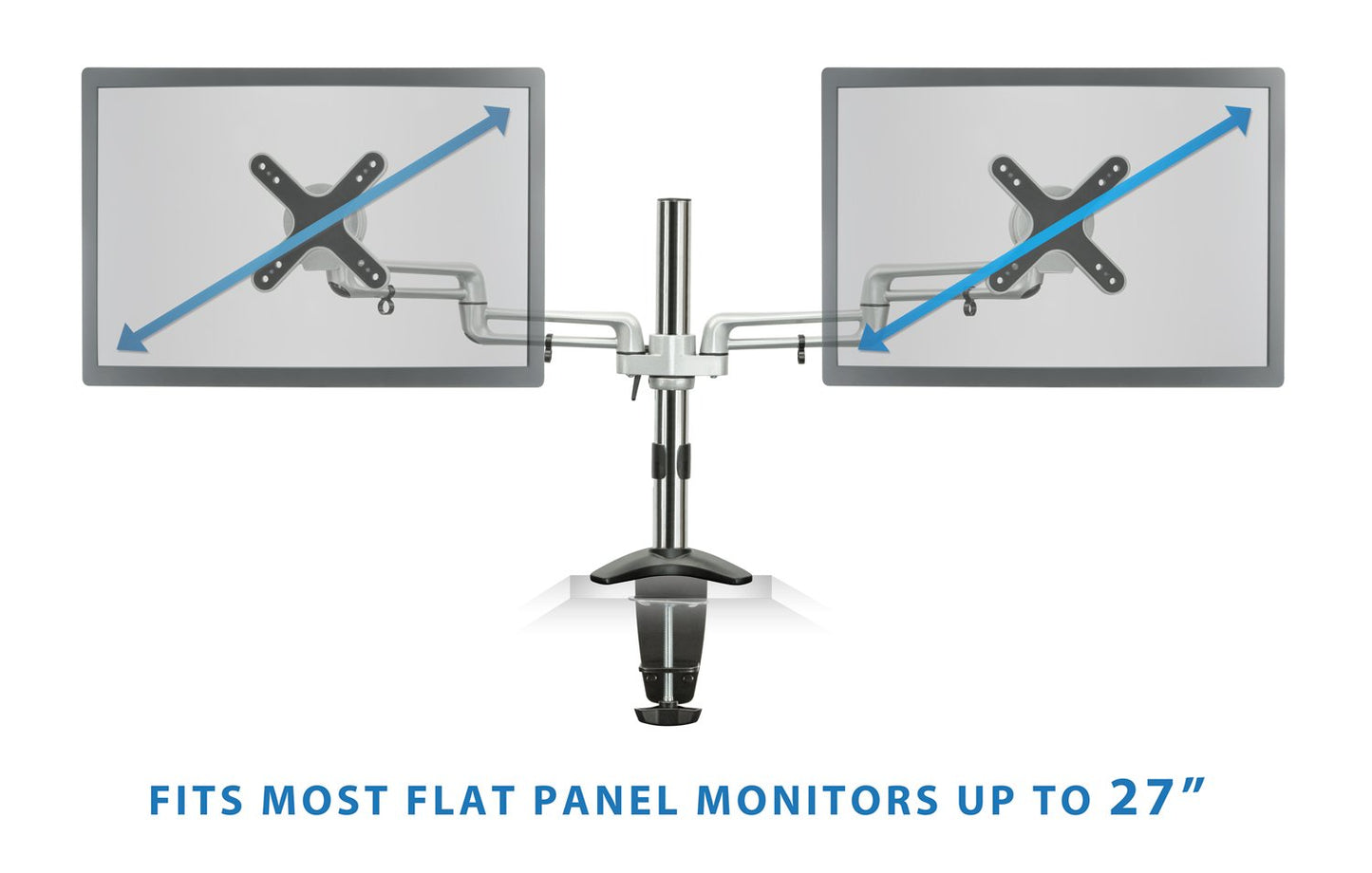 Mount-It! Dual Monitor Mount | Double Monitor Desk Stand | Two Full Motion Arms Fit 2 Computer Screens 17 19 20 21 22 24 27 Inch | VESA Compatible 75