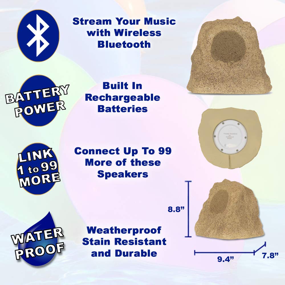 B42S Fully Wireless 240 Watt Rechargeable Battery Bluetooth Rock 4 Speaker Set Sandstone