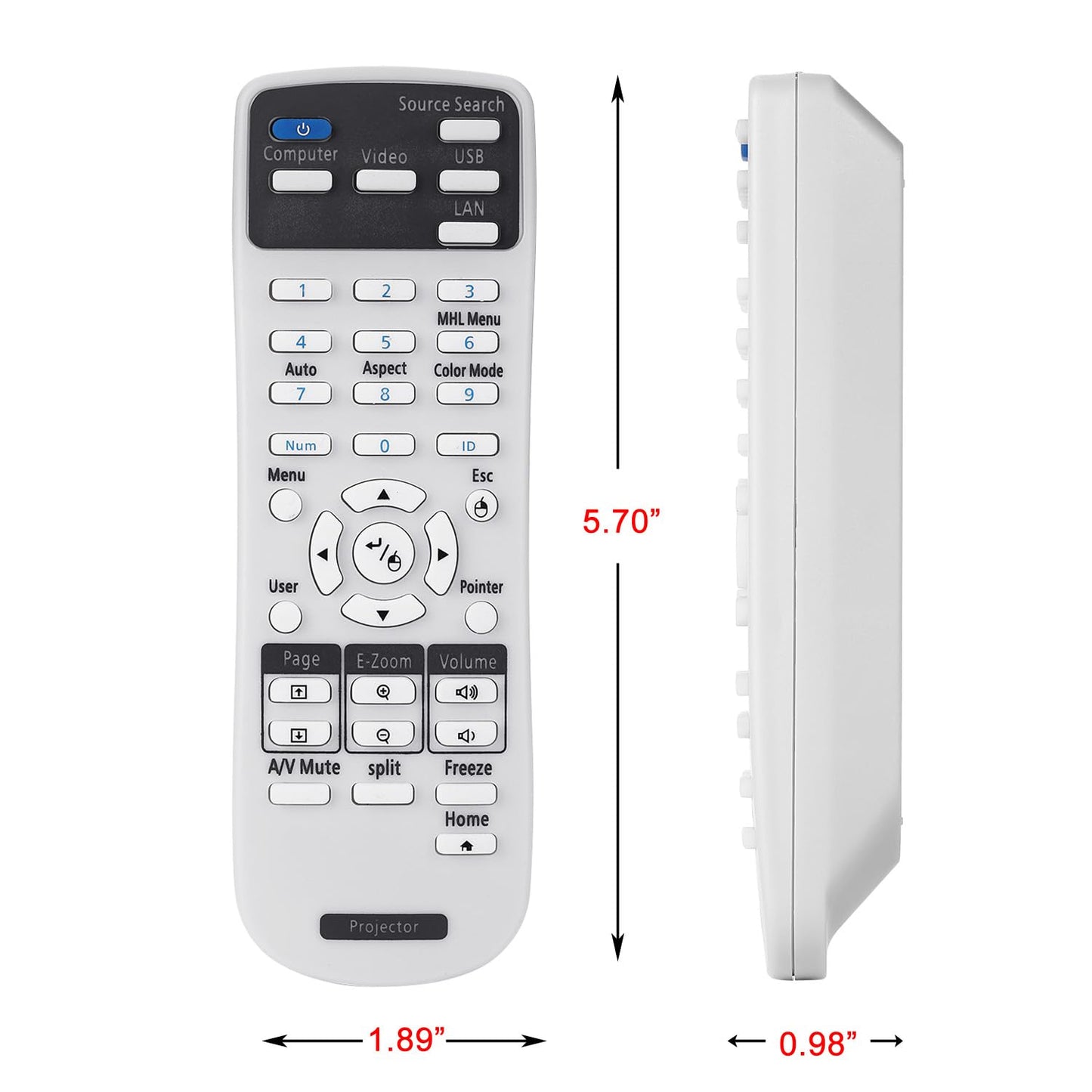 Projector Remote Control 2173589 for Epson BrightLink 675Wi+ 675Wi 680Wi 685Wi+ 685Wi 695Wi+ 695Wi 696Ui 710Ui Home Cinema LS100 PowerLite 670 675W