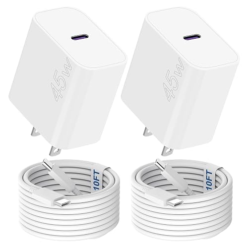 iPhone 17 Pro Max Charger Fast Charging, 45W USB C Wall Charger with 10FT Long Type C Charger Fast Charging Cable for iPhone 17/17 Plus/17 Pro