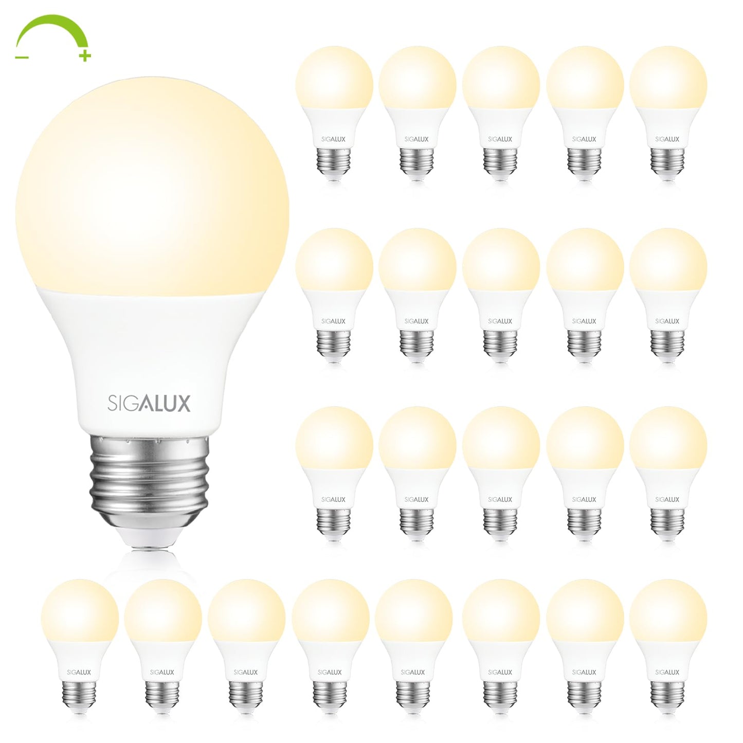 Sigalux EcoBright, T20 Compliant LED Light Bulbs 60W A19 Dimmable 2700K Warm Lightbulbs, Efficient 8W Soft White LED Bulbs with E26 Medium Base, 750