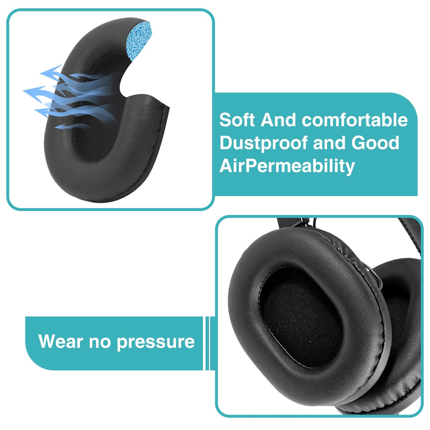 Replacement Ear Pads for Sony MDR-7506, Headphones Replacement Pads Also Fits MDR-V6 MDR-CD900ST, Earpads Cushions with Soft Leather, Memory Foam