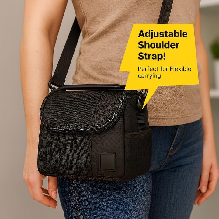 Small Padded Camera Bag with Shoulder Strap - Compact DSLR & Mirrorless Camera Carrying Case, Lightweight Protective Crossbody Case