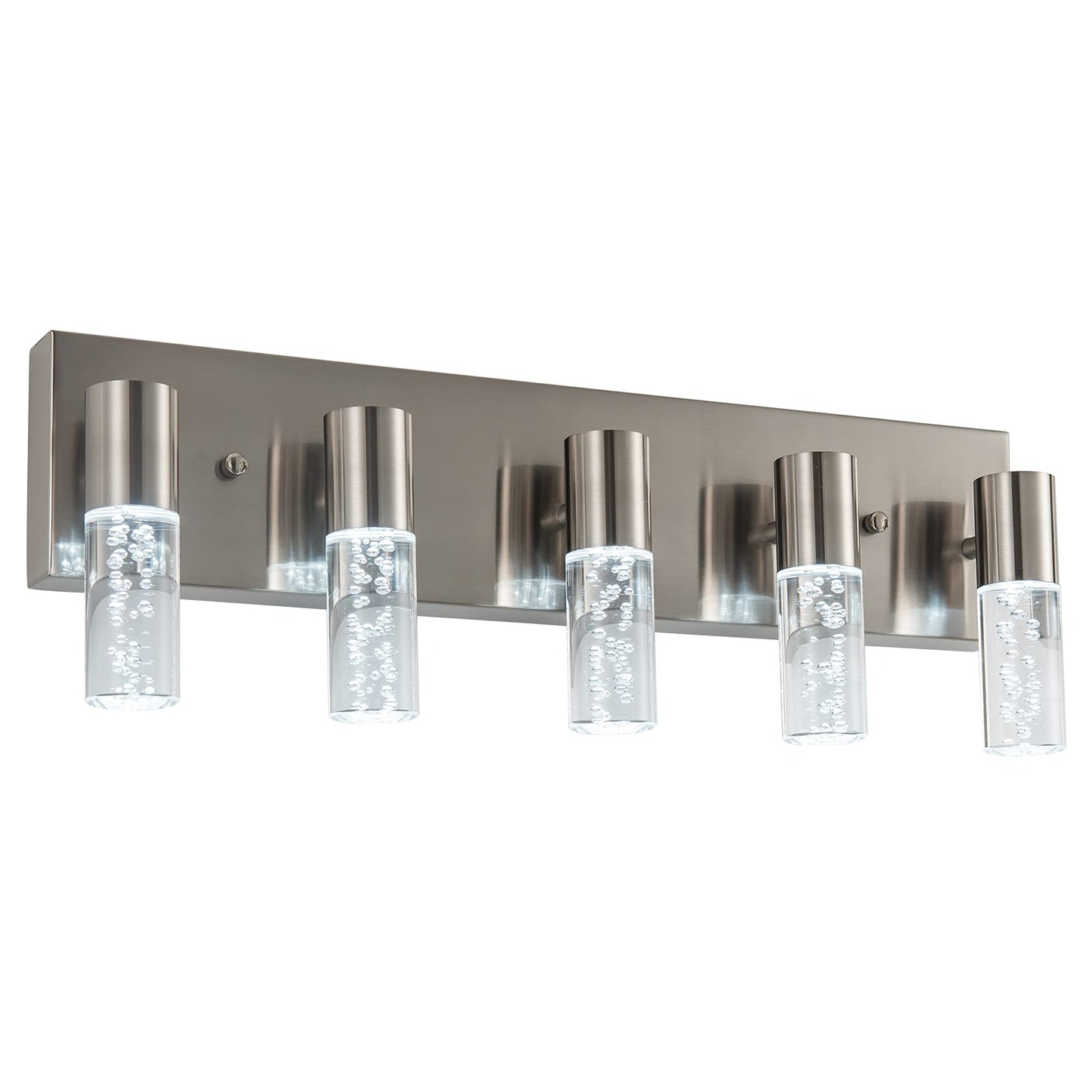 votag 5-Light Bathroom Light Fixtures, Modern Led Vanity Lights 40W 6000K (Non-dimmable) Brushed Nickel Vanity Lights Bathroom Fixture. for Bathroom