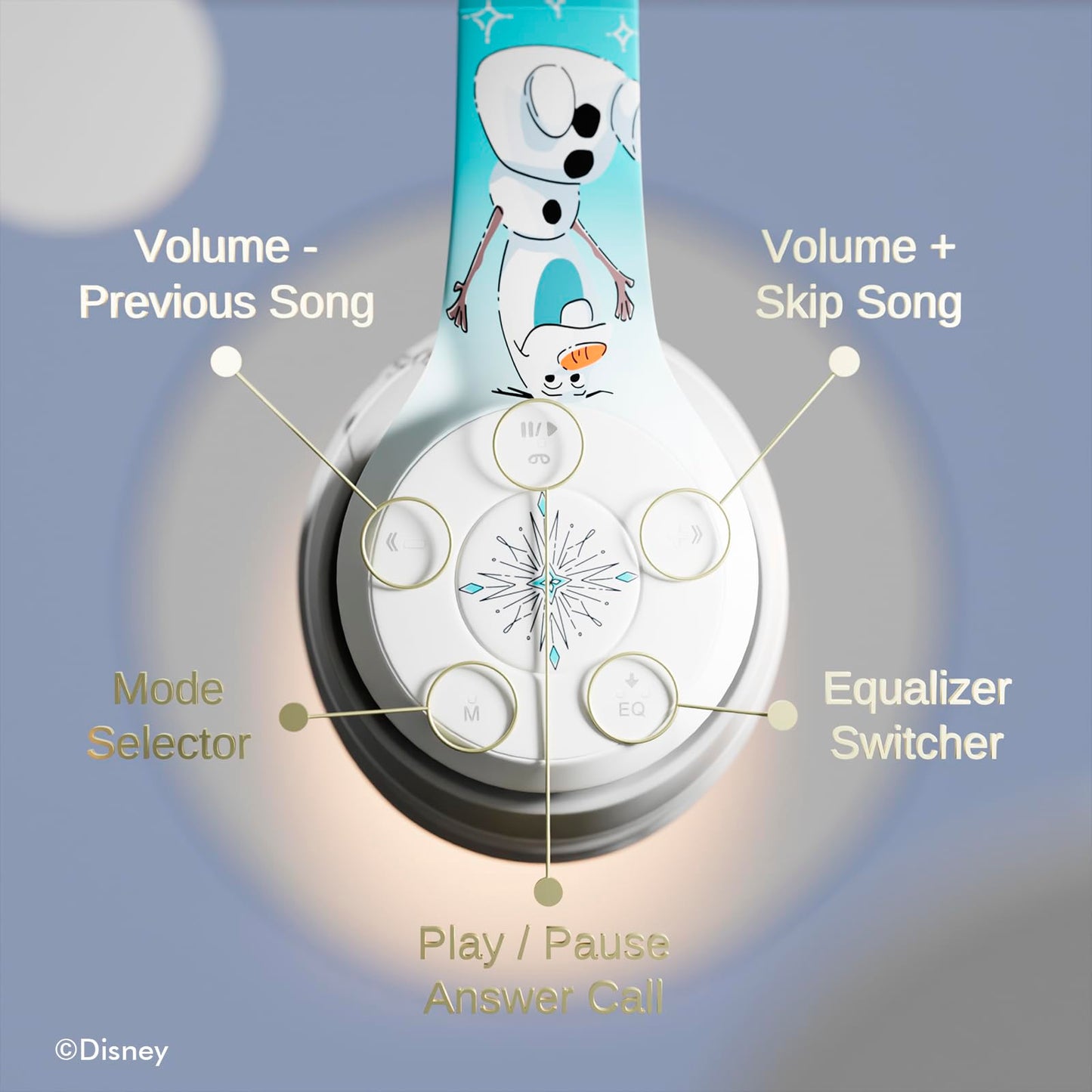 Disney Frozen Bluetooth Headphones - Over The Ear Bluetooth Wireless Headset with Built-in Mic and Up to 15 Hrs Playtime - Disney Frozen Gifts…